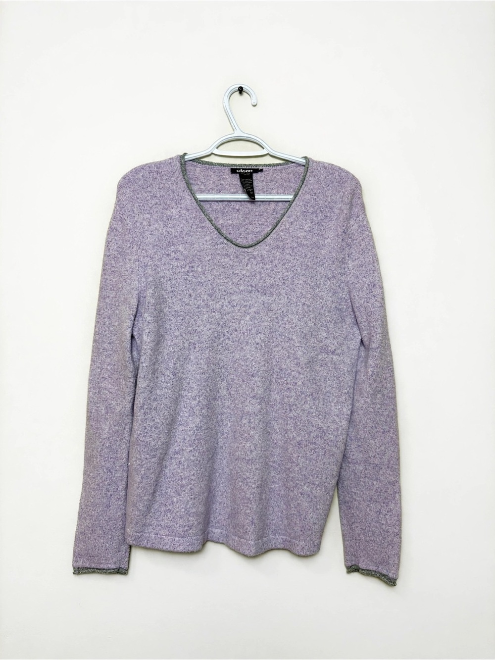 Olsen Heathered Lavender V-Neck Long Sleeve Top size L/12